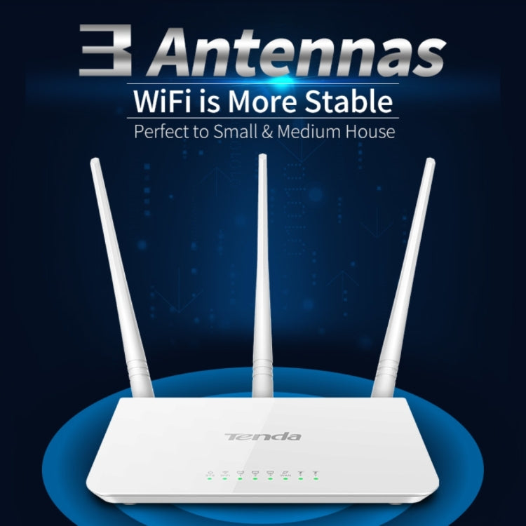 Tenda F3 Inalámbrico 2.4GHz 300Mbps WiFi Router con 3 * 5dBi Antenas Externas, F3