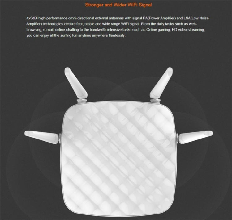 Tenda FH456 Wireless 2.4GHz 300Mbps WiFi Router con 4 * 5dBi Antenas Externas, FH456