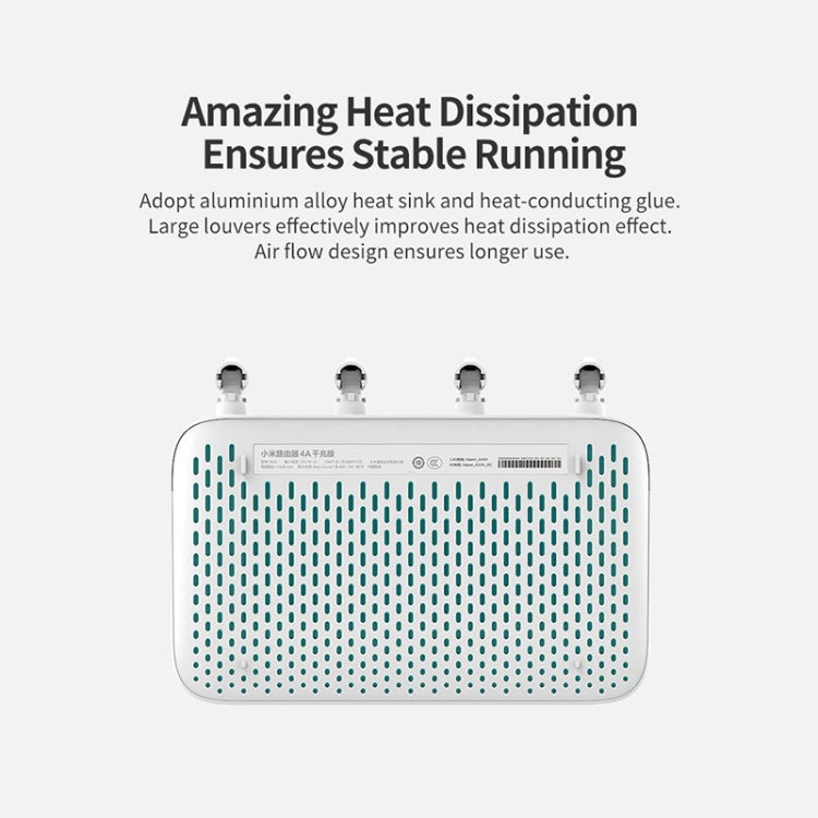 Original Xiaomi WiFi Router 4A Smart APP Control AC1200 1167Mbps 128MB 2.4GHz y 5GHz CPU de doble núcleo Puerto Gigabit Ethernet Repetidor de enrutador inalámbrico con 4 antenas, soporte Web y Android e iOS, enchufe de EE. UU., 4A (Dual-core CPU)