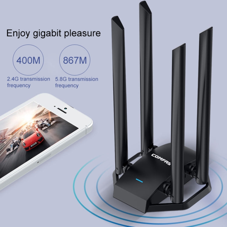 COMFAST CF-WU785AC 1300Mbps Adaptador de red Wifi USB de doble banda con 4 antenas, CF-WU785AC