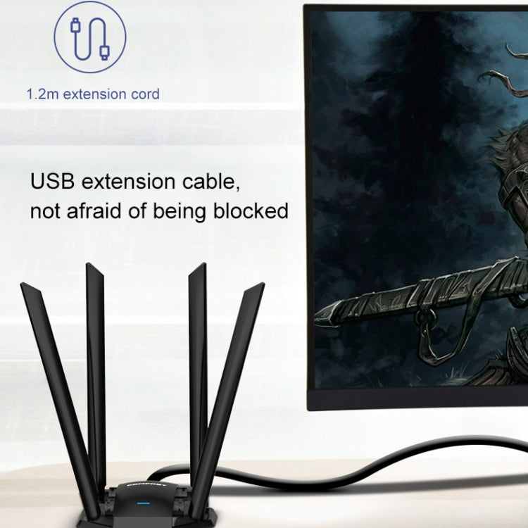 COMFAST CF-WU785AC 1300Mbps Adaptador de red Wifi USB de doble banda con 4 antenas, CF-WU785AC