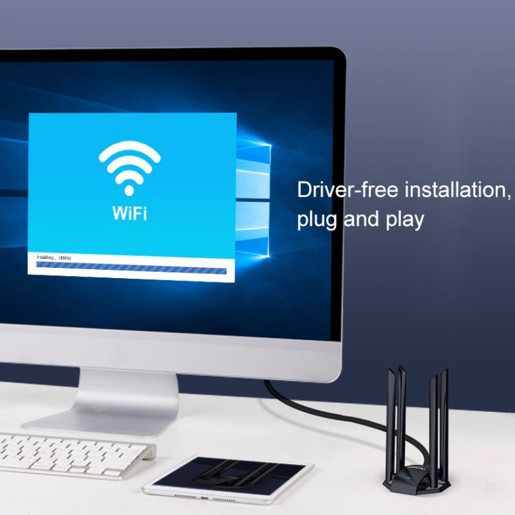 COMFAST CF-WU785AC 1300Mbps Adaptador de red Wifi USB de doble banda con 4 antenas, CF-WU785AC