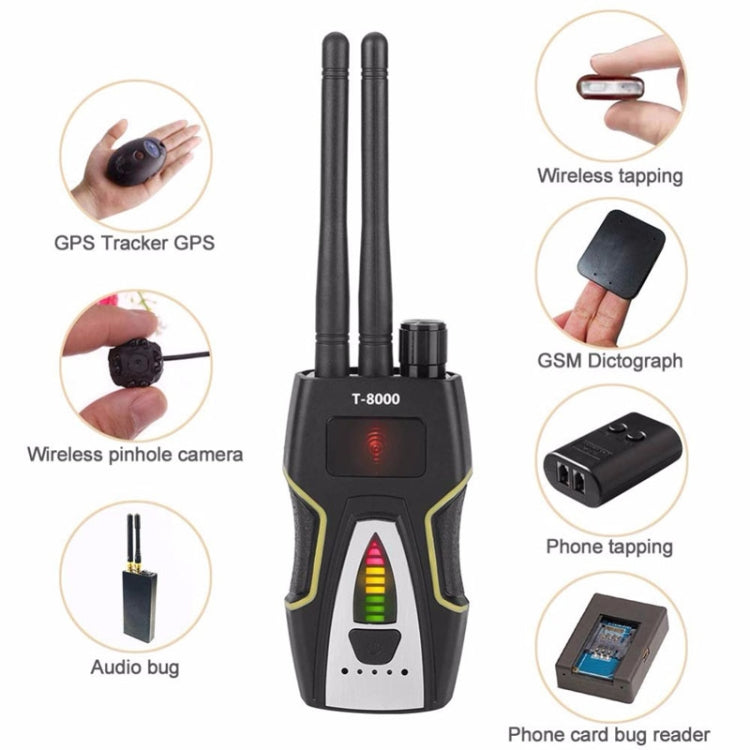 Detector de señal RF T-8000 Buscador de audio GSM Detector de escaneo GPS, T-8000 Gold, T-8000 Silver