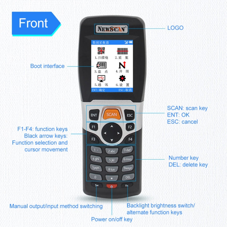 NEWSCAN NS3309 Láser unidimensional USB + Escáner de código de barras inalámbrico Colector, NS3309L