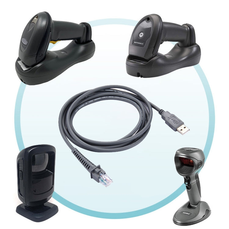 2m USB A macho a cable de datos serie de escáner RJ45 para símbolo LS2208 / 2208AP / LS4278, USB A Male to RJ45
