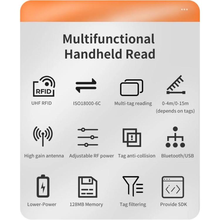 Lector Bluetooth portátil RFID UHF de largo alcance con chip E710, estilo: mejorado, Enhanced, EU Plug, Enhanced, US Plug, Enhanced, UK Plug