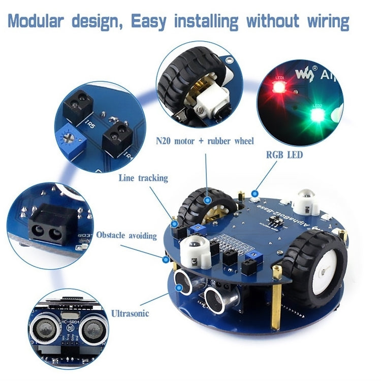 Waveshare AlphaBot2 Robot Building Kit para Arduino (sin controlador Arduino), For Arduino (no Arduino Controller)