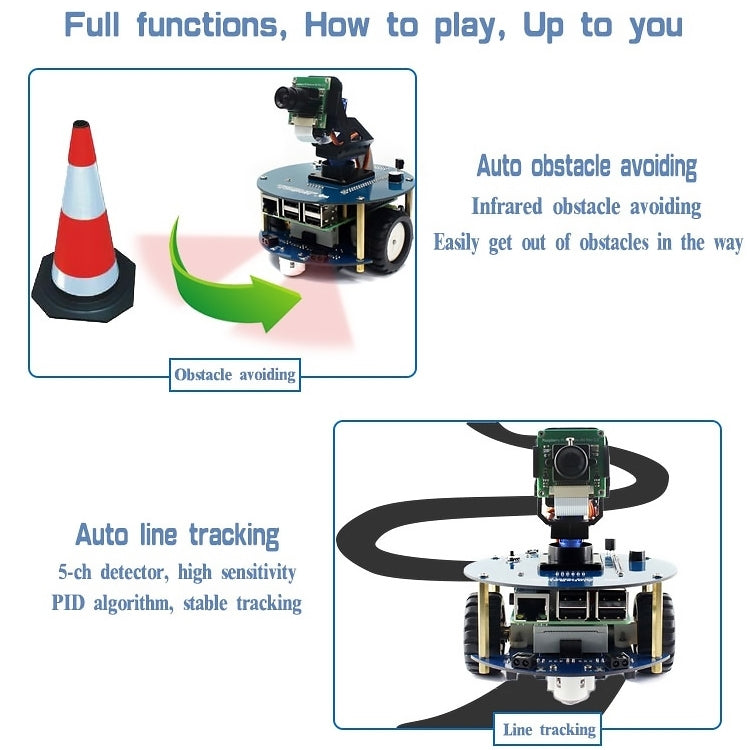 Kit de construcción de robot Waveshare AlphaBot2 para Raspberry Pi 3 Modelo B, For Raspberry Pi 3 Model B