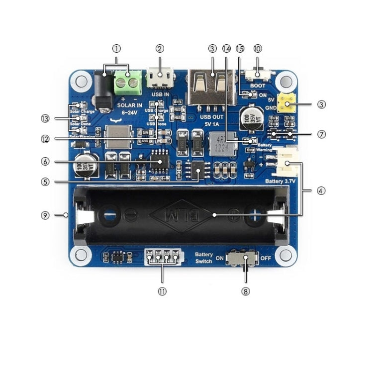 Módulo de administración de energía solar Waveshare para panel solar de 6V ~ 24V, 16120