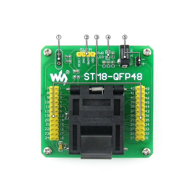 Waveshare STM8-QFP48, adaptador de programador