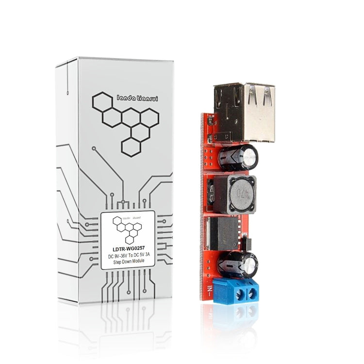 LDTR-WG0257 Dual USB 9V/12V/24V/36V a 5V Convertidor DC-DC 3A Módulo de potencia reductor, 9V-36V to 5V 3A