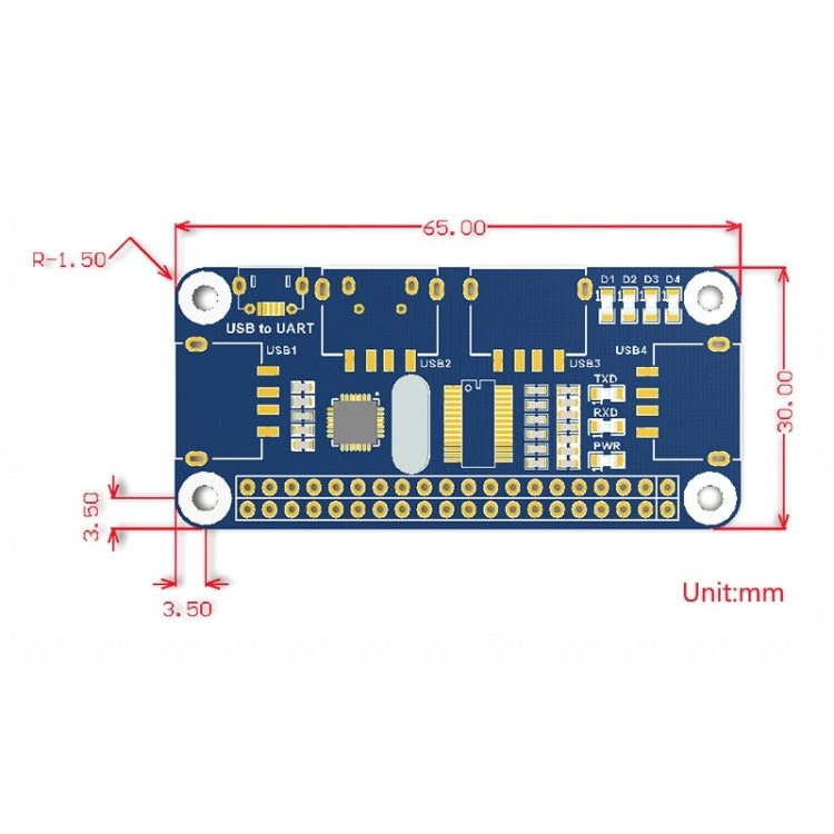 HAT HUB USB Waveshare de 4 puertos para Raspberry Pi