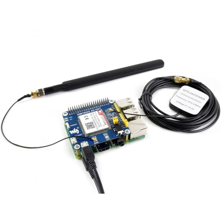 Waveshare 4G / 3G / 2G / GSM / GPRS / GNSS HAT para Raspberry Pi, LTE CAT4, para el Sudeste Asiático, Asia Occidental, Europa, África, 4G / 3G / 2G / GSM / GPRS / GNSS HAT