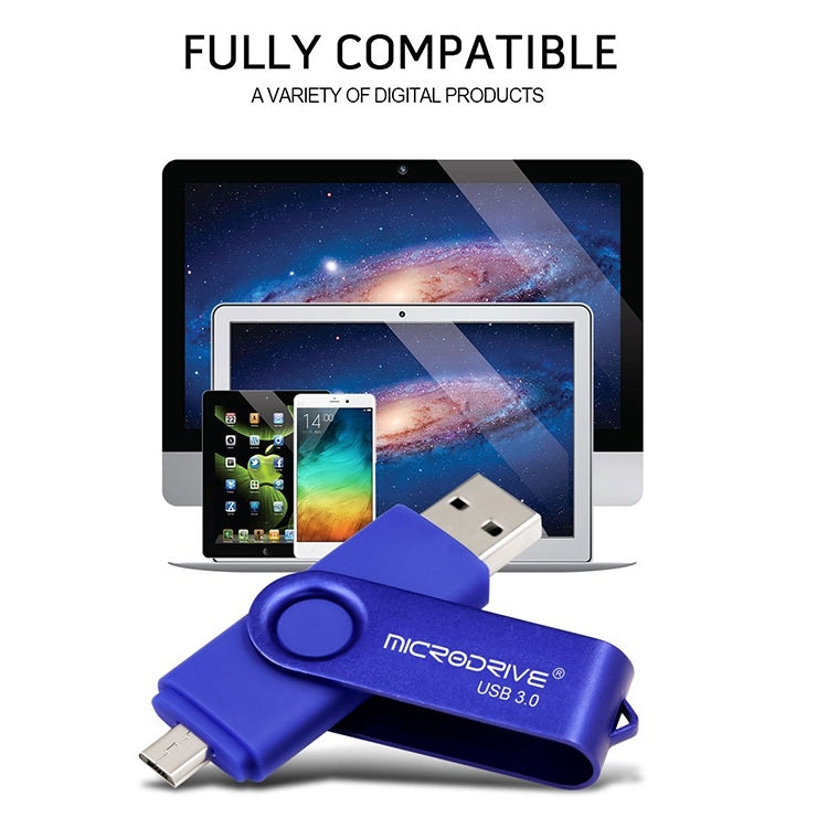 MicroDrive 16GB USB 3.0 Teléfono Android y computadora Disco giratorio de metal en forma de U de doble uso, 16GB