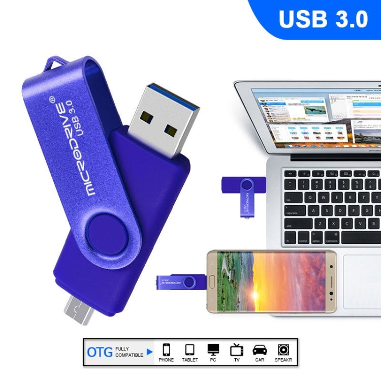 MicroDrive 16GB USB 3.0 Teléfono Android y computadora Disco giratorio de metal en forma de U de doble uso, 16GB