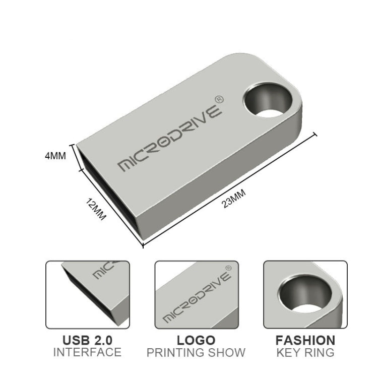 MicroDrive 64GB USB 2.0 Mini disco U semicircular de metal, 64GB