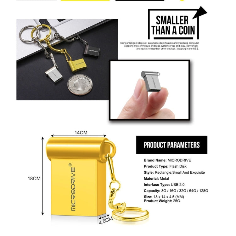 MicroDrive 64GB USB 2.0 Metal Mini USB Flash Drives U Disco, 64GB