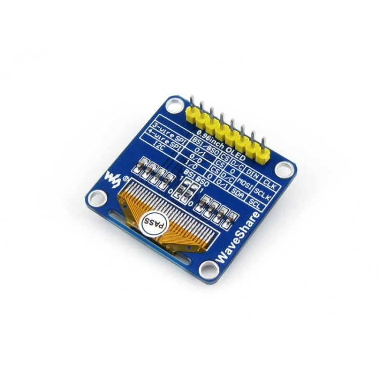 Waveshare 0,96 pulgadas 128*64 OLED (B), interfaces SPI/I2C, pinheader recto vertical