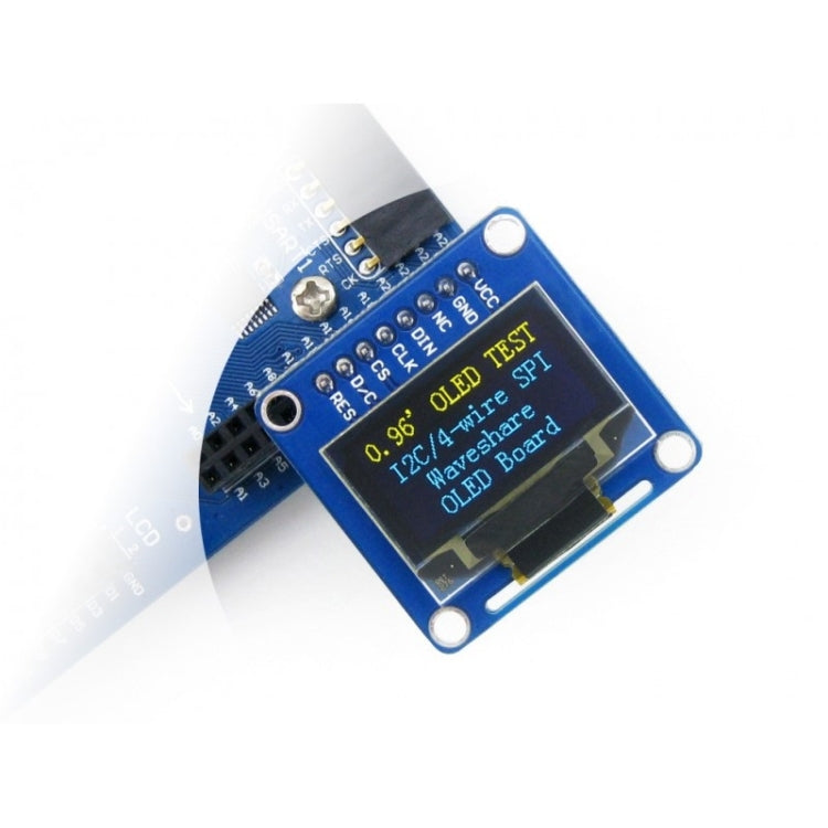 Waveshare 0,96 pulgadas 128*64 OLED (B), interfaces SPI/I2C, pinheader recto vertical