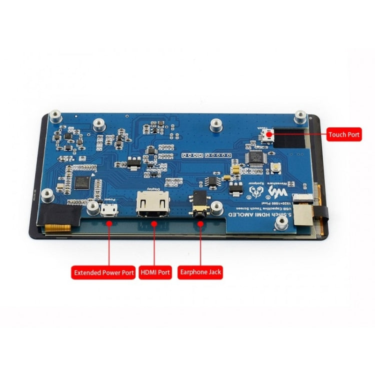 Waveshare pantalla táctil capacitiva AMOLED de 5,5 pulgadas 1080x1920 con cubierta de vidrio templado, interfaz HDMI, compatible con múltiples sistemas, 5.5 inch