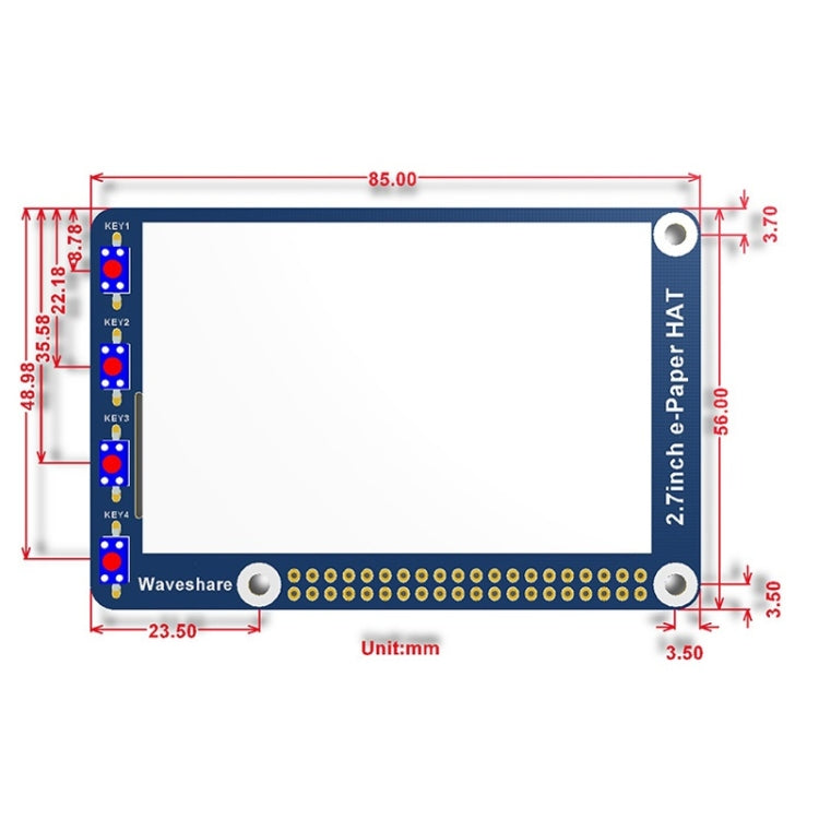 Waveshare 2.7 pulgadas 264x176E-Ink Display HAT para Raspberry Pi, Interfaz SPI