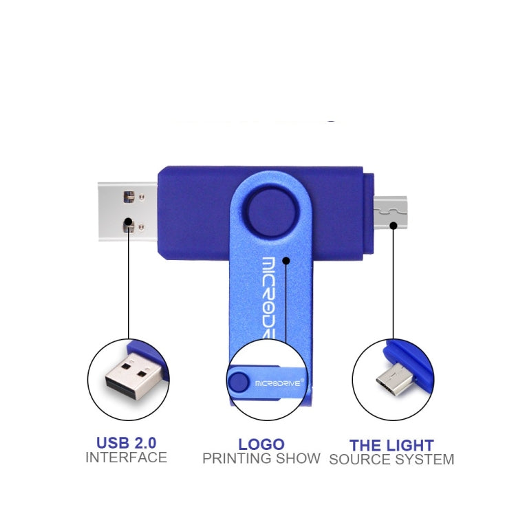 MicroDrive 32GB USB 2.0 Computadora móvil Rotación de doble uso OTG Metal U Disco, 32GB