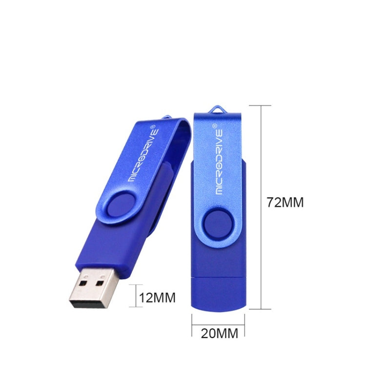 MicroDrive 32GB USB 2.0 Computadora móvil Rotación de doble uso OTG Metal U Disco, 32GB