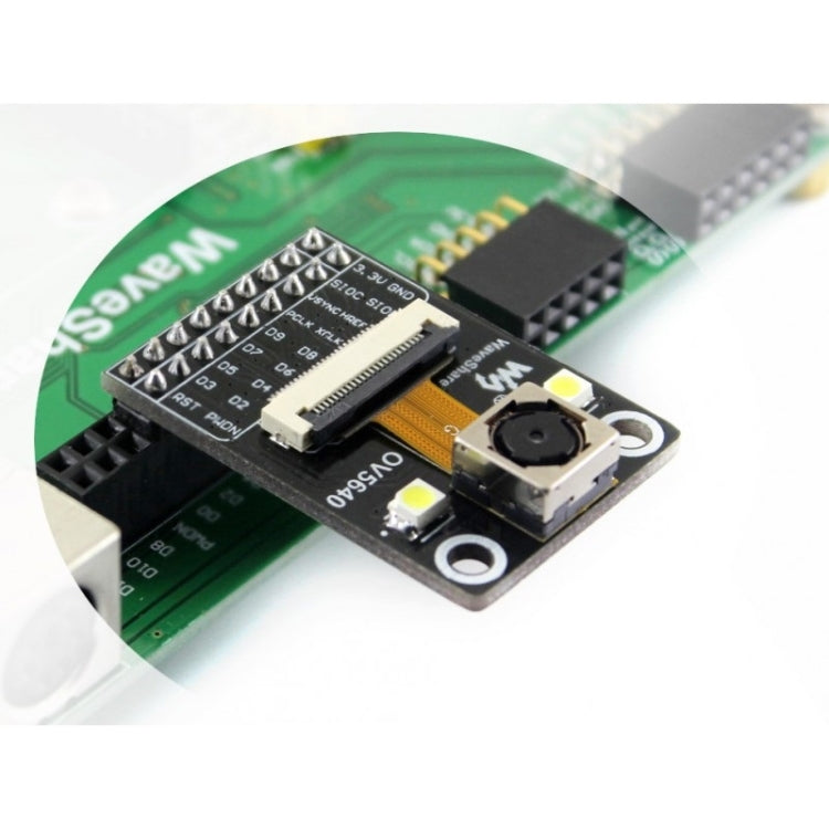 Tarjeta de módulo de cámara Waveshare OV5640 (C), 5 megapíxeles (2592x1944), enfoque automático con flash LED incorporado
