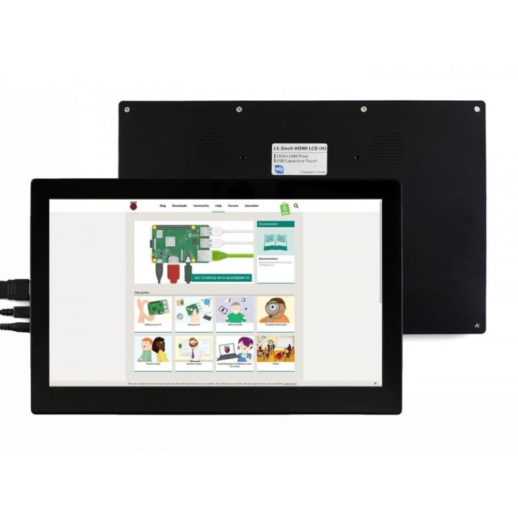 Pantalla táctil LCD capacitiva Waveshare de 13,3 pulgadas IPS 1920x1080 con cubierta de vidrio templado, compatible con múltiples mini-PC, múltiples sistemas, 13.3 inch