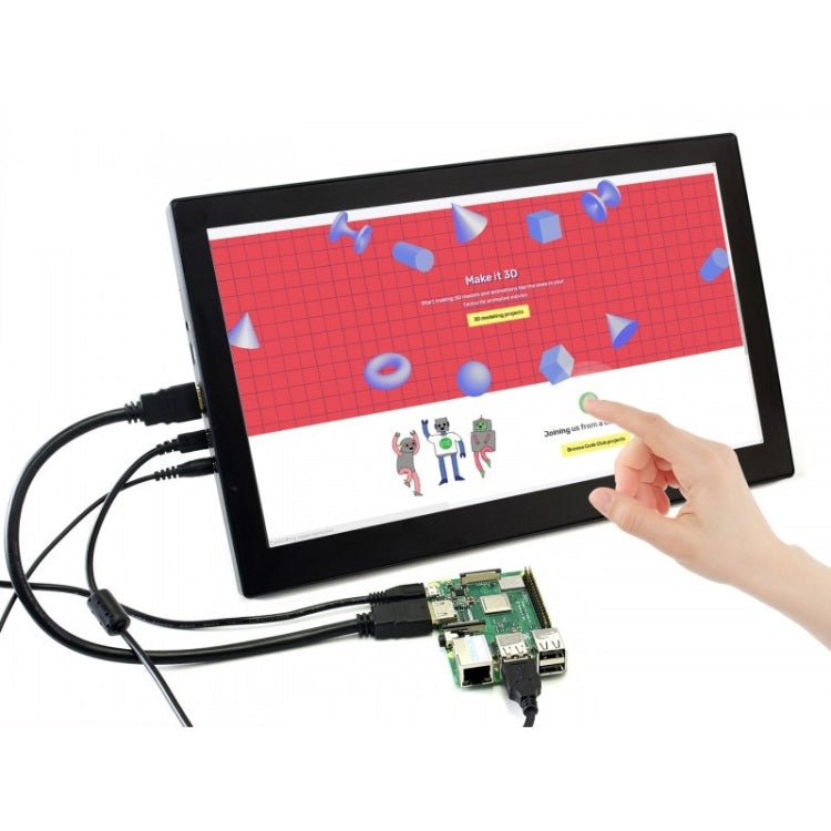 Pantalla táctil LCD capacitiva Waveshare de 13,3 pulgadas IPS 1920x1080 con cubierta de vidrio templado, compatible con múltiples mini-PC, múltiples sistemas, 13.3 inch