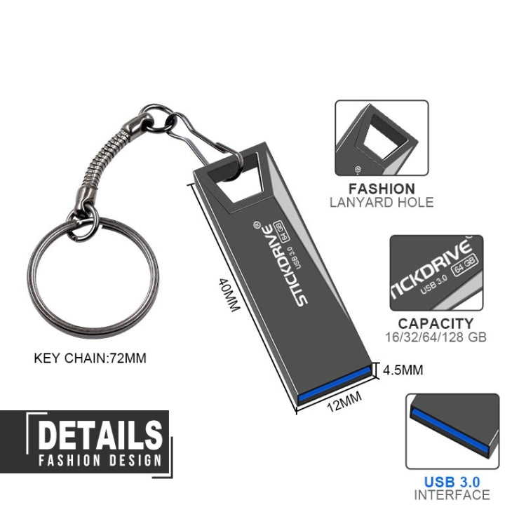 STICKDRIVE 64 GB USB 3.0 de alta velocidad mini disco de metal U, 64GB