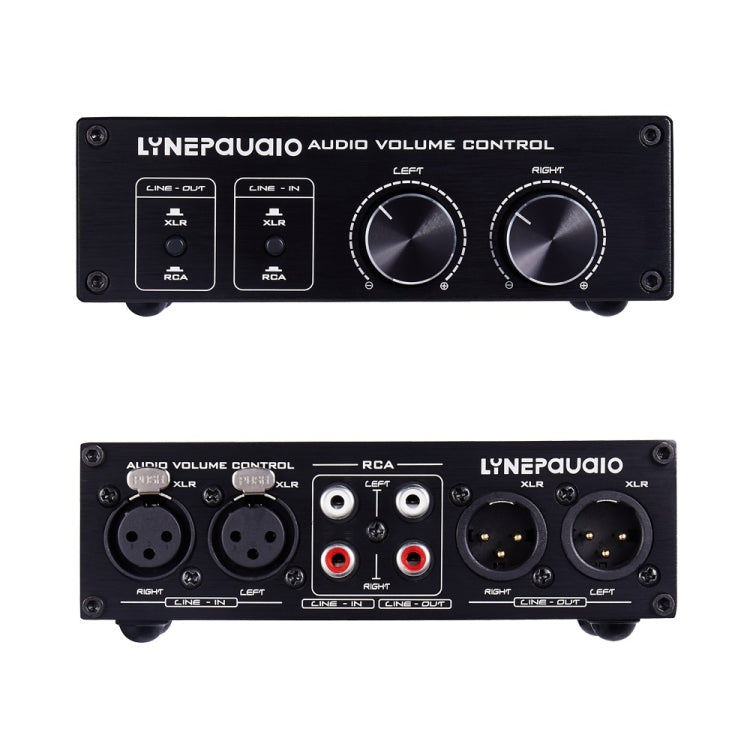 LINEPAUDIO A977 Conmutador 2 en 2 salidas Preamplificador pasivo de equilibrio completo Altavoz activo Controlador de volumen de fuente de sonido doble, A977