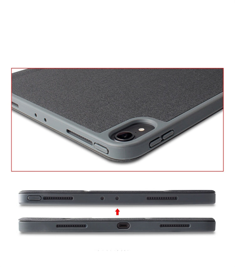 Estuche de cuero Mutural Exquisite Series con textura de tela PU + TPU para iPad Pro de 12.9 pulgadas (2018), con soporte de 3 pliegues y ranura para bolígrafo y función de suspensión y activación, For iPad Pro 12.9 inch