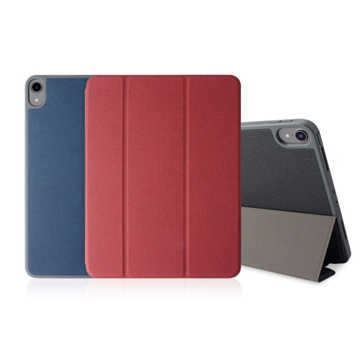 Estuche de cuero Mutural Exquisite Series con textura de tela PU + TPU para iPad Pro de 12.9 pulgadas (2018), con soporte de 3 pliegues y ranura para bolígrafo y función de suspensión y activación, For iPad Pro 12.9 inch