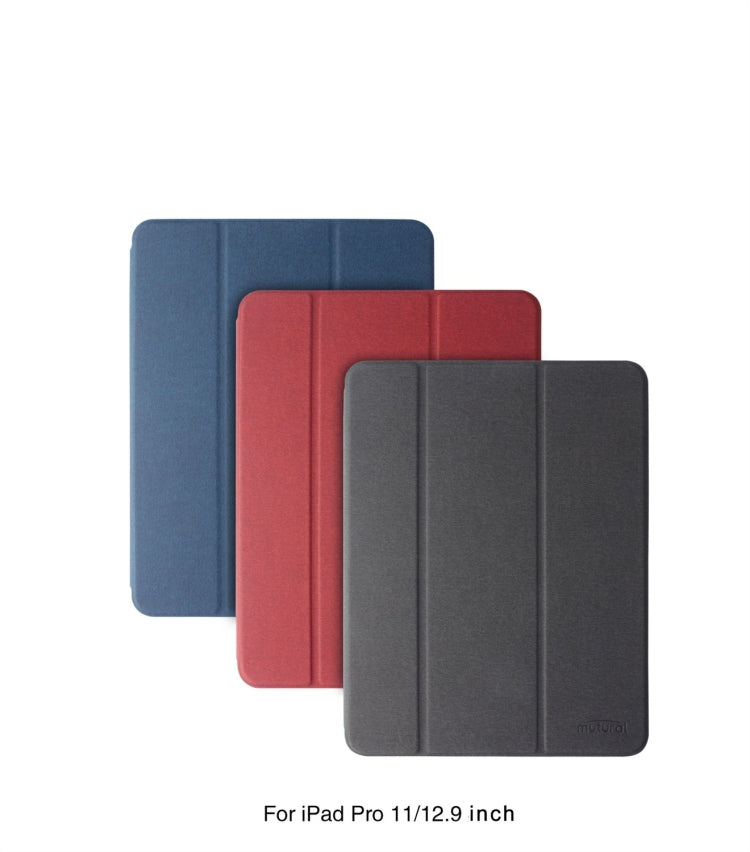 Estuche de cuero Mutural Exquisite Series con textura de tela PU + TPU para iPad Pro de 12.9 pulgadas (2018), con soporte de 3 pliegues y ranura para bolígrafo y función de suspensión y activación, For iPad Pro 12.9 inch