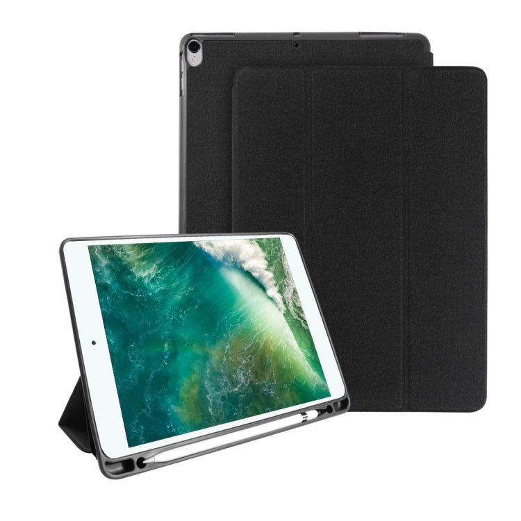 Funda de cuero Mutural Exquisite Series con textura de tela PU + TPU para iPad Pro de 10,5 pulgadas, con soporte de 3 pliegues y ranura para bolígrafo y función de suspensión y activación, For iPad Pro 10.5 inch