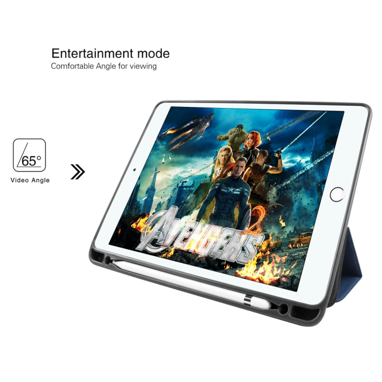 Funda de cuero Mutural Exquisite Series con textura de tela PU + TPU para iPad Pro de 10,5 pulgadas, con soporte de 3 pliegues y ranura para bolígrafo y función de suspensión y activación, For iPad Pro 10.5 inch