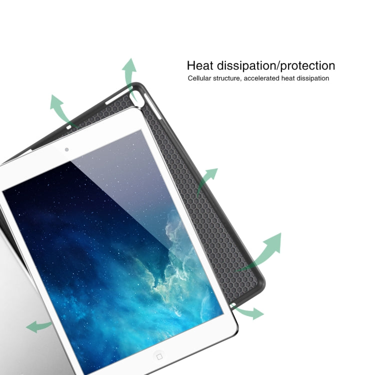 Funda de cuero Mutural Exquisite Series con textura de tela PU + TPU para iPad Pro de 10,5 pulgadas, con soporte de 3 pliegues y ranura para bolígrafo y función de suspensión y activación, For iPad Pro 10.5 inch