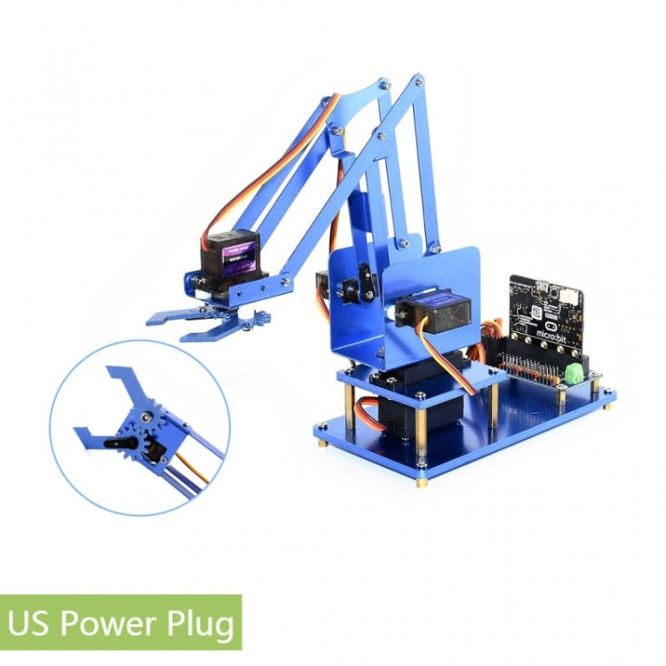 Waveshare 4-DOF Metal Robot Arm Kit para micro: bit, compatible con Bluetooth, enchufe de EE. UU.