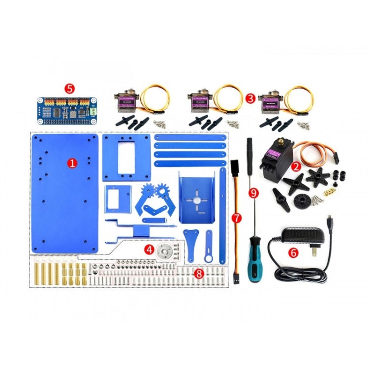 Kit de brazo de robot de metal Waveshare 4-DOF para Raspberry Pi, control remoto Bluetooth / WiFi, enchufe de EE. UU.