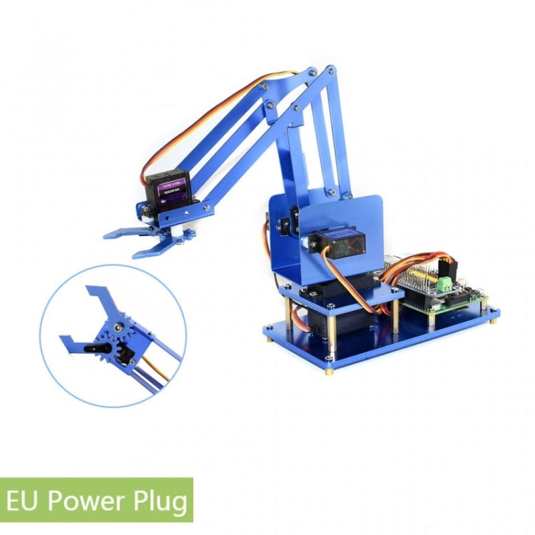 Kit de brazo de robot de metal Waveshare 4-DOF para Raspberry Pi (Europa), control remoto Bluetooth / WiFi, enchufe de la UE