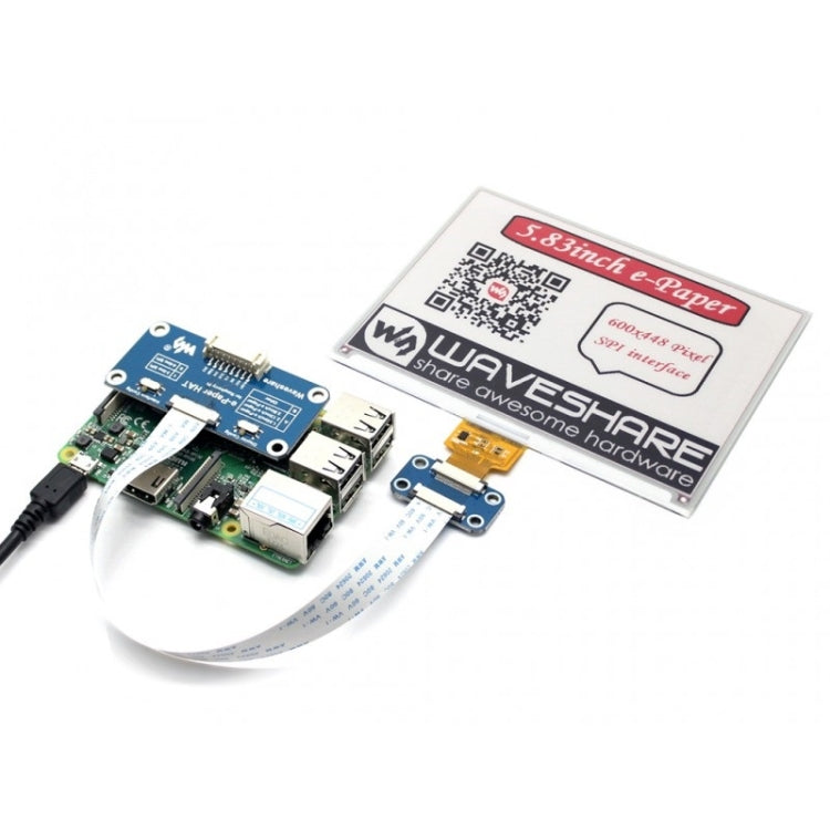 Waveshare 5,83 pulgadas 600x448 píxeles rojo negro blanco tricolor pantalla de tinta electrónica HAT (B) para Raspberry Pi, interfaz SPI, 14600