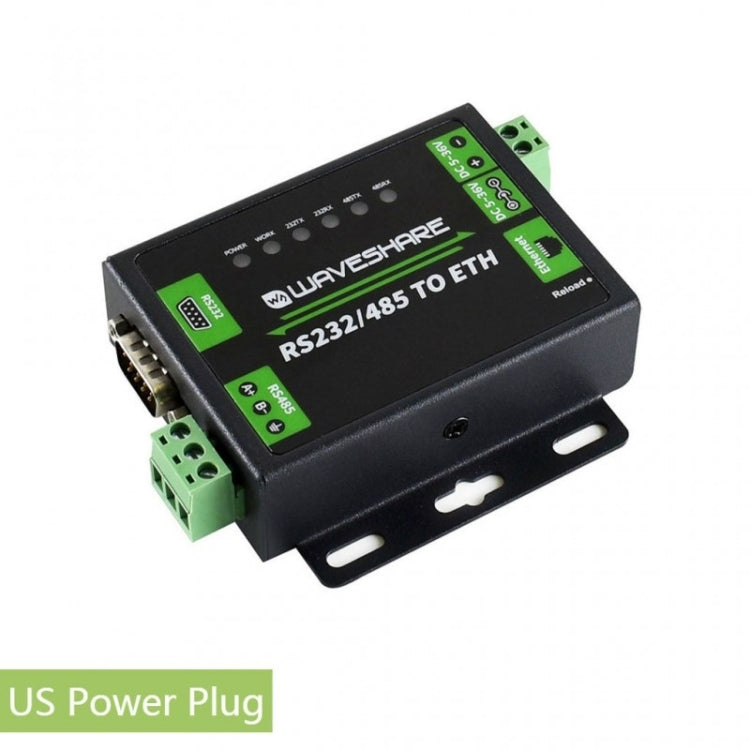 Waveshare Industrial RS232/RS485 a convertidor Ethernet, enchufe de EE. UU., RS232/RS485