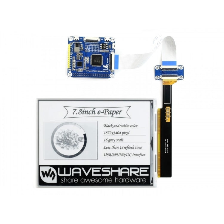 Waveshare HAT de pantalla de tinta electrónica de 7,8 pulgadas 1872x 1404 para Raspberry Pi, 7.8 inch