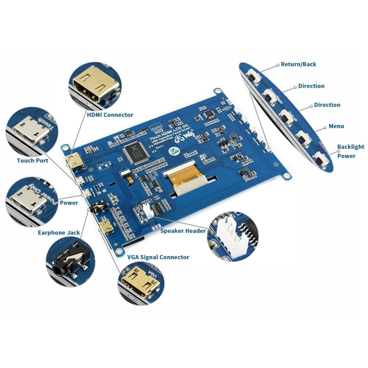 WAVESHARE 7 pulgadas HDMI LCD (H) IPS 1024x600 Pantalla táctil capacitiva, 7 inch