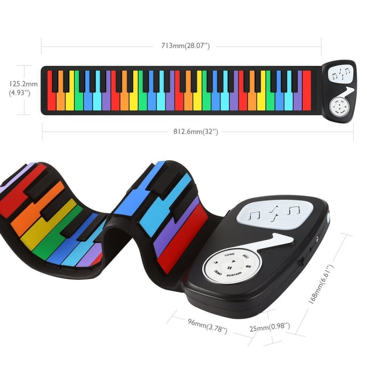 Piano electrónico para niños de silicona con rollo de mano de 49 teclas, colored