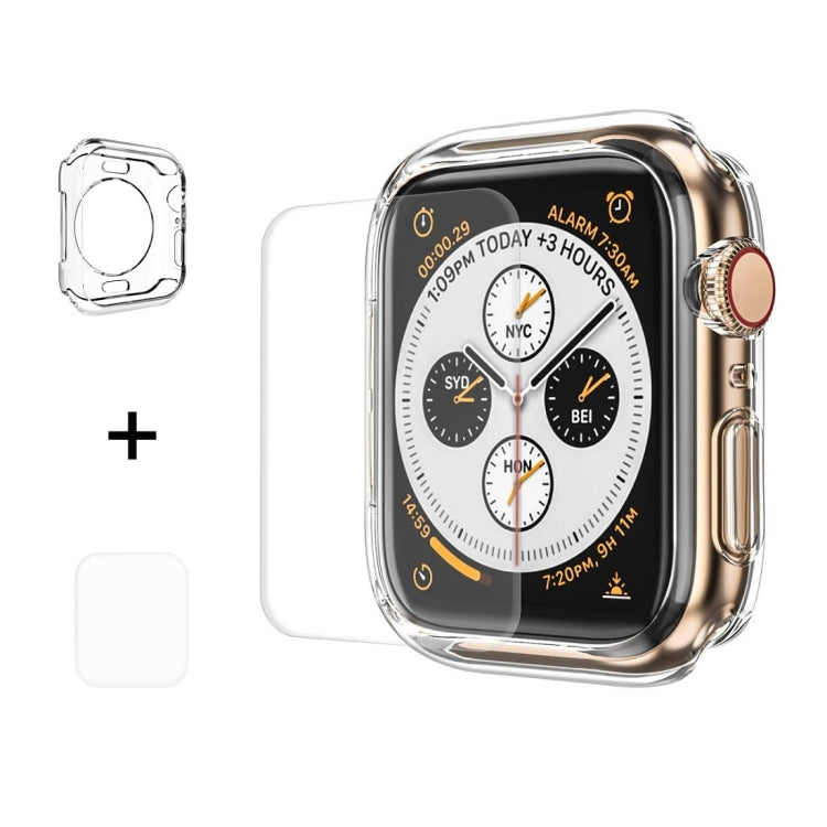 ENKAY Hat-Prince 2 en 1 Carcasa protectora semirrevestida de TPU + Protector de pantalla HD curvo con curvatura por calor PET de pantalla completa 3D para Apple Watch Series 4 44 mm, F Apple Watch Series 6 / 5 / 4 / SE 3 / SE 2 / SE 1 44mm